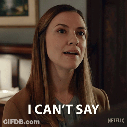Woman Saying I Can't Say In Netflix Ad GIF