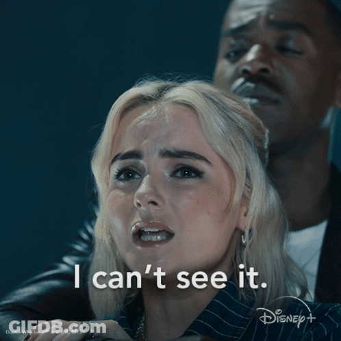 Woman Saying I Can't See It GIF
