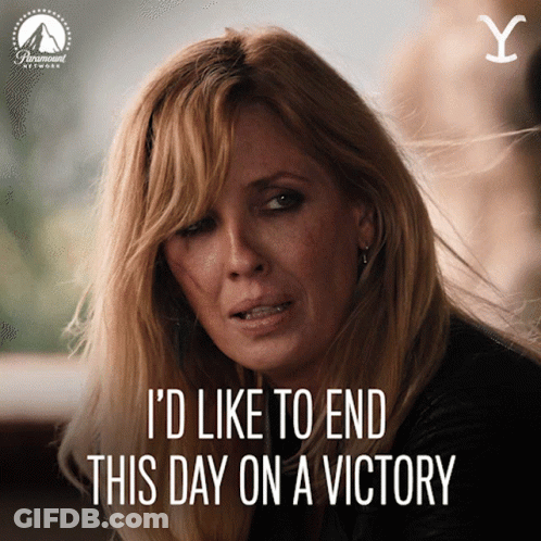 Woman Saying I'd Like To End This Day On A Victory With Paramount Logo GIF