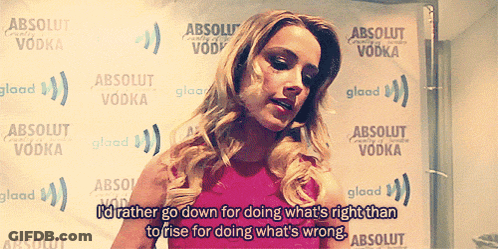 Woman Saying I'd Rather Go Down For Doing What's Right Than Rise For Doing What's Wrong GIF