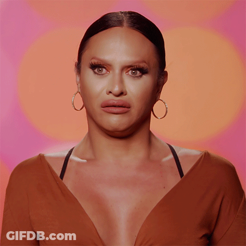 Woman Saying I Don't Know I'm Nervous Pink Background GIF