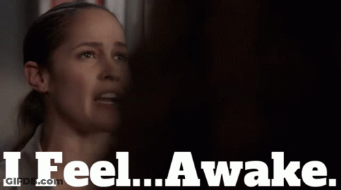 Woman Saying I Feel Awake GIF