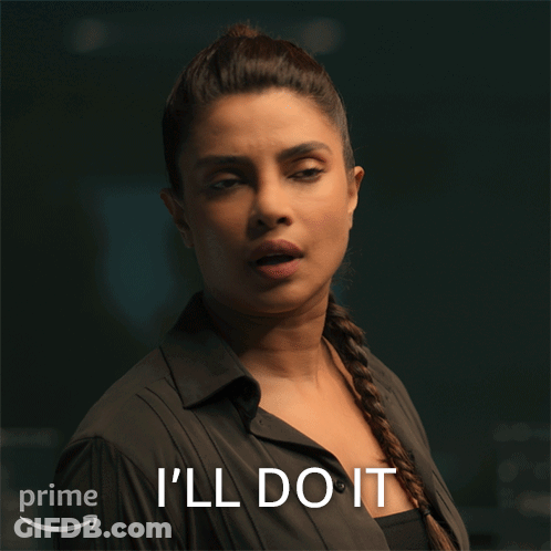 Woman Saying I'll Do It Beside Prime Logo GIF