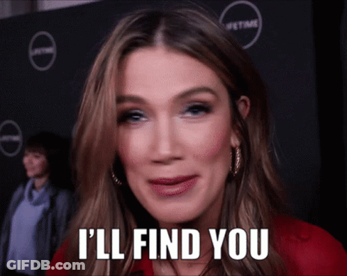 Woman Saying I'll Find You Lifetime Logo GIF