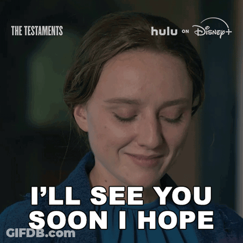 Woman Saying I'll See You Soon I Hope In Front Of Disney Logo GIF