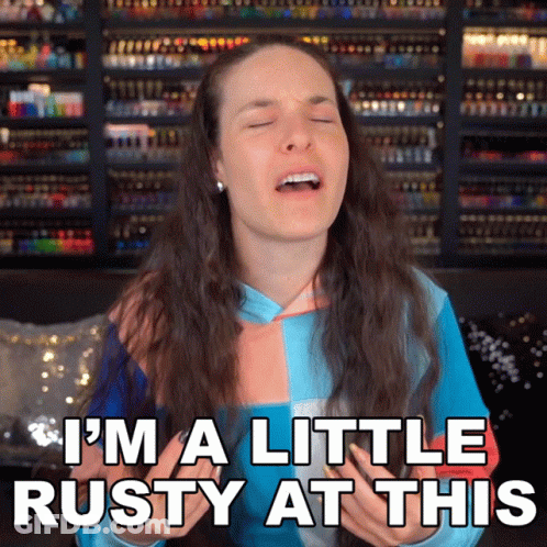 Woman Saying I'm A Little Rusty Making Face GIF