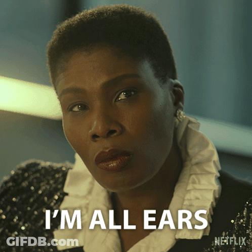 Woman Saying I'm All Ears Netflix Ad GIF