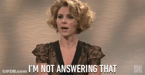 Woman Saying I'm Not Answering That SNL Logo GIF