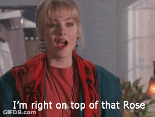 Woman Saying I'm Right On Top Of That Rose With Red Scarf GIF