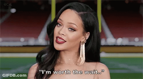 Woman Saying I'm Worth The Wait On Football Field GIF