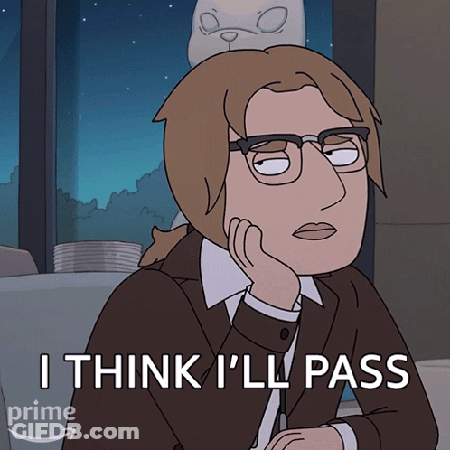 Woman Saying I Think I'll Pass GIF