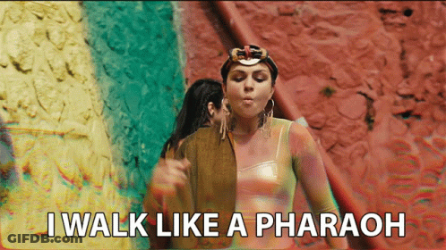 Woman Saying I Walk Like A Pharaoh GIF