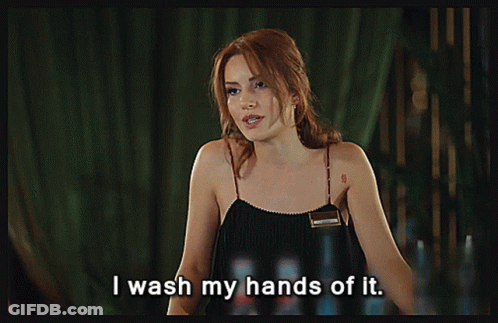 Woman Saying I Wash My Hands Of It GIF