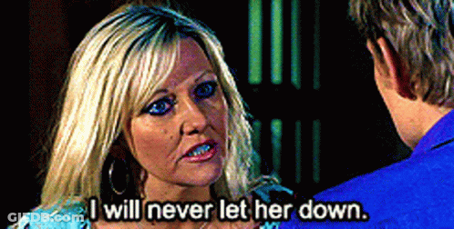 Woman Saying I Will Never Let Her Down To Man In Blue Shirt GIF