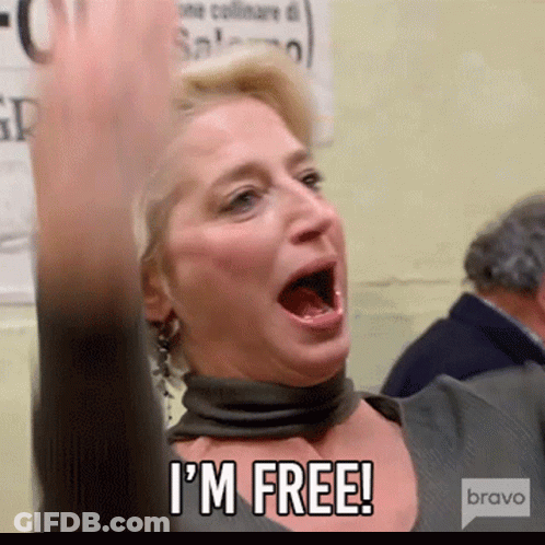 Woman Saying Im Free With Arms Raised GIF