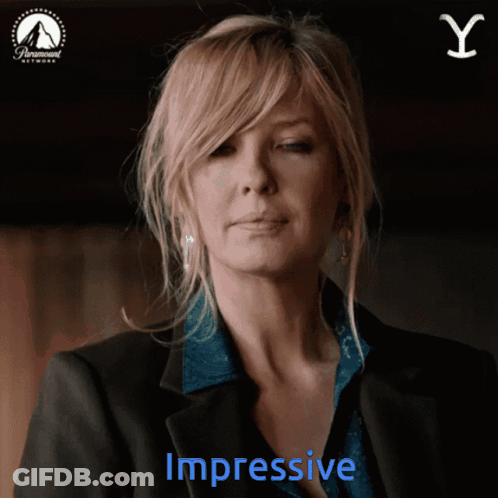 Woman Saying Impressive In Blue GIF