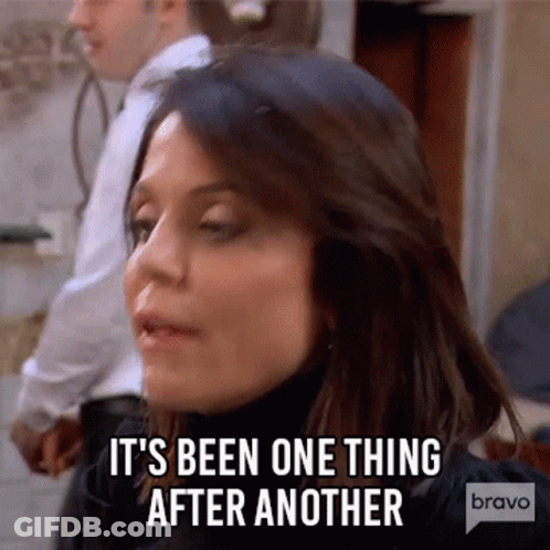Woman Saying It's Been One Thing After Another GIF