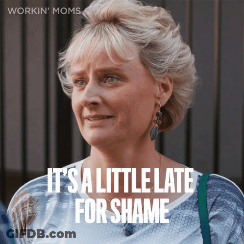 Woman Saying It's Late For Shame GIF