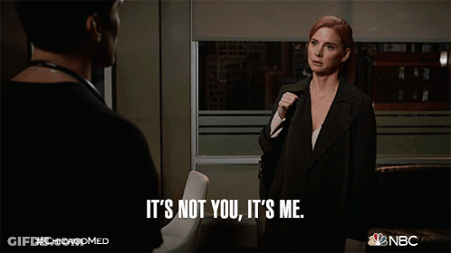 Woman Saying It's Not You It's Me Next To Doctor GIF