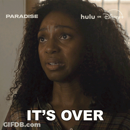 Woman Saying It's Over In Front Of Paradise Poster GIF