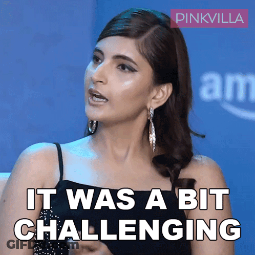 Woman Saying It Was A Bit Challenging On Pinkvilla Poster GIF