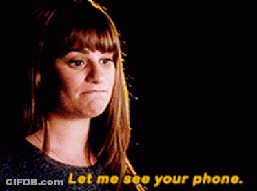 Woman Saying Let Me See Your Phone GIF