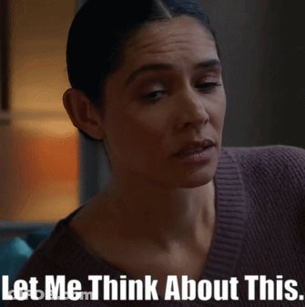 Woman Saying Let Me Think About This GIF