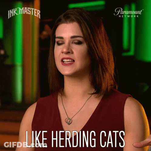 Woman Saying Like Herding Cats GIF