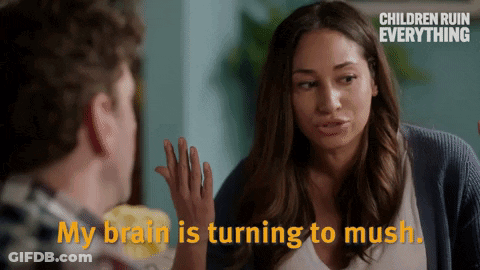 Woman Saying My Brain Is Turning To Mush GIF