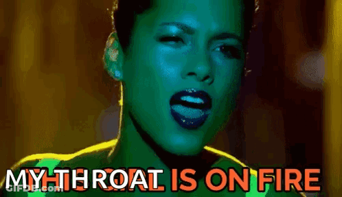 Woman Saying My Throat Is On Fire GIF