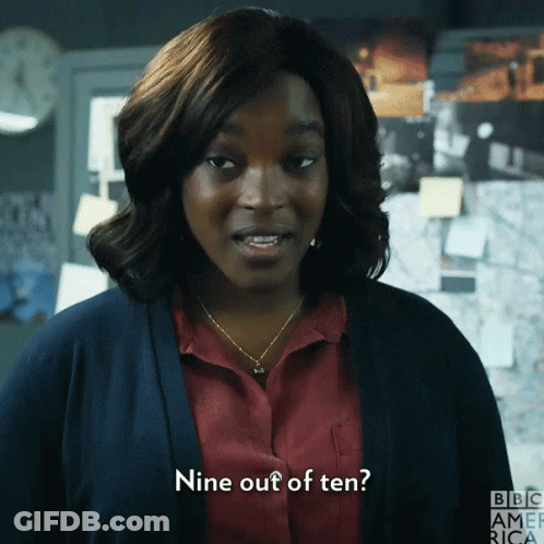 Woman Saying Nine Out Of Ten GIF