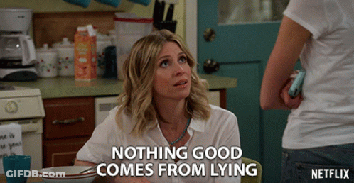 Woman Saying Nothing Good Comes From Lying GIF