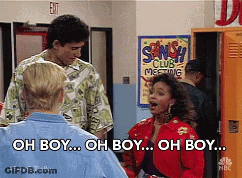 Woman Saying Oh Boy Oh Boy Oh Boy To Man GIF