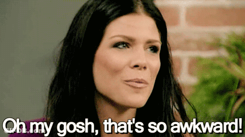 Woman Saying Oh My Gosh That's So Awkward GIF