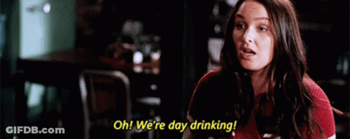 Woman Saying Oh We're Day Drinking In Restaurant GIF