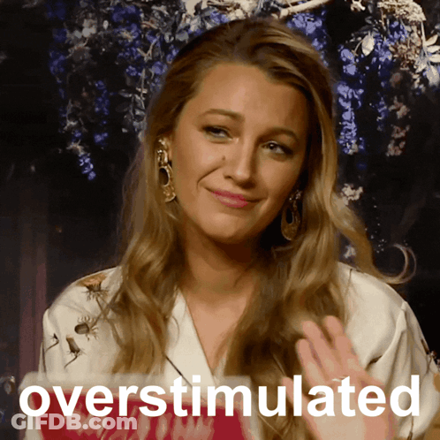 Woman Saying Overstimulated GIF