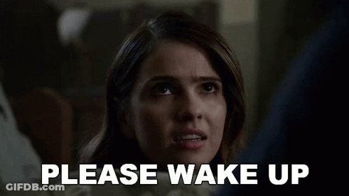 Woman Saying Please Wake Up GIF