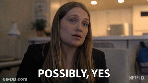Woman Saying Possibly Yes With Netflix Logo GIF