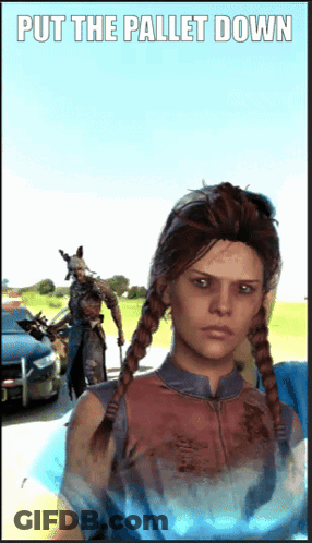 Woman Saying Put The Pallet Down GIF