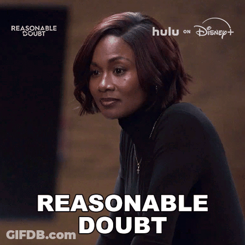 Woman Saying Reasonable Doubt In Black Shirt GIF