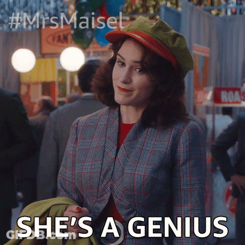 Woman Saying She's A Genius In Plaid Jacket And Hat GIF