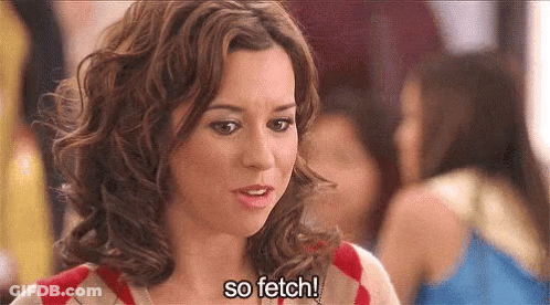 Woman Saying So Fetch In Front Of Crowd GIF