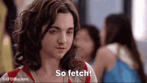 Woman Saying So Fetch In Front Of Group GIF