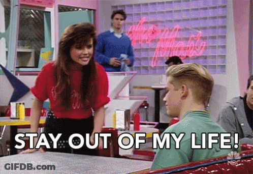 Woman Saying Stay Out Of My Life To Man GIF