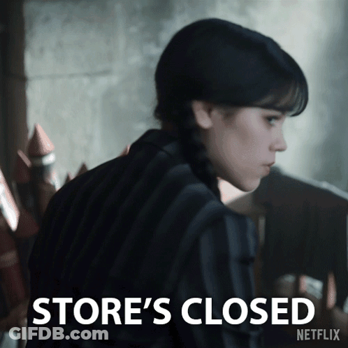 Woman Saying Store's Closed GIF