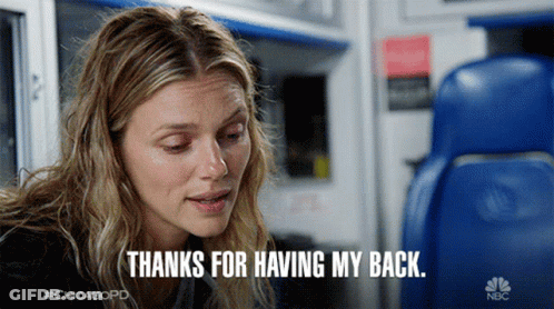 Woman Saying Thanks For Having My Back By Ambulance GIF