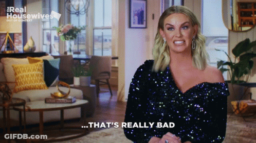 Woman Saying That's Really Bad In Living Room GIF