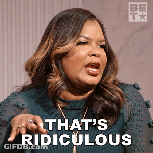 Woman Saying That's Ridiculous While Pointing GIF