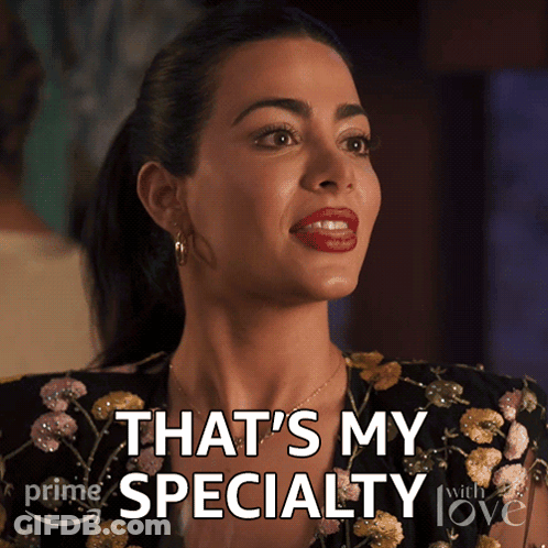 Woman Saying Thats My Specialty In Floral Top GIF