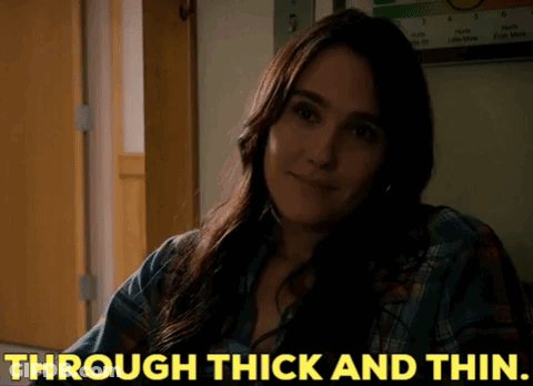 Woman Saying Through Thick And Thin In Yellow GIF